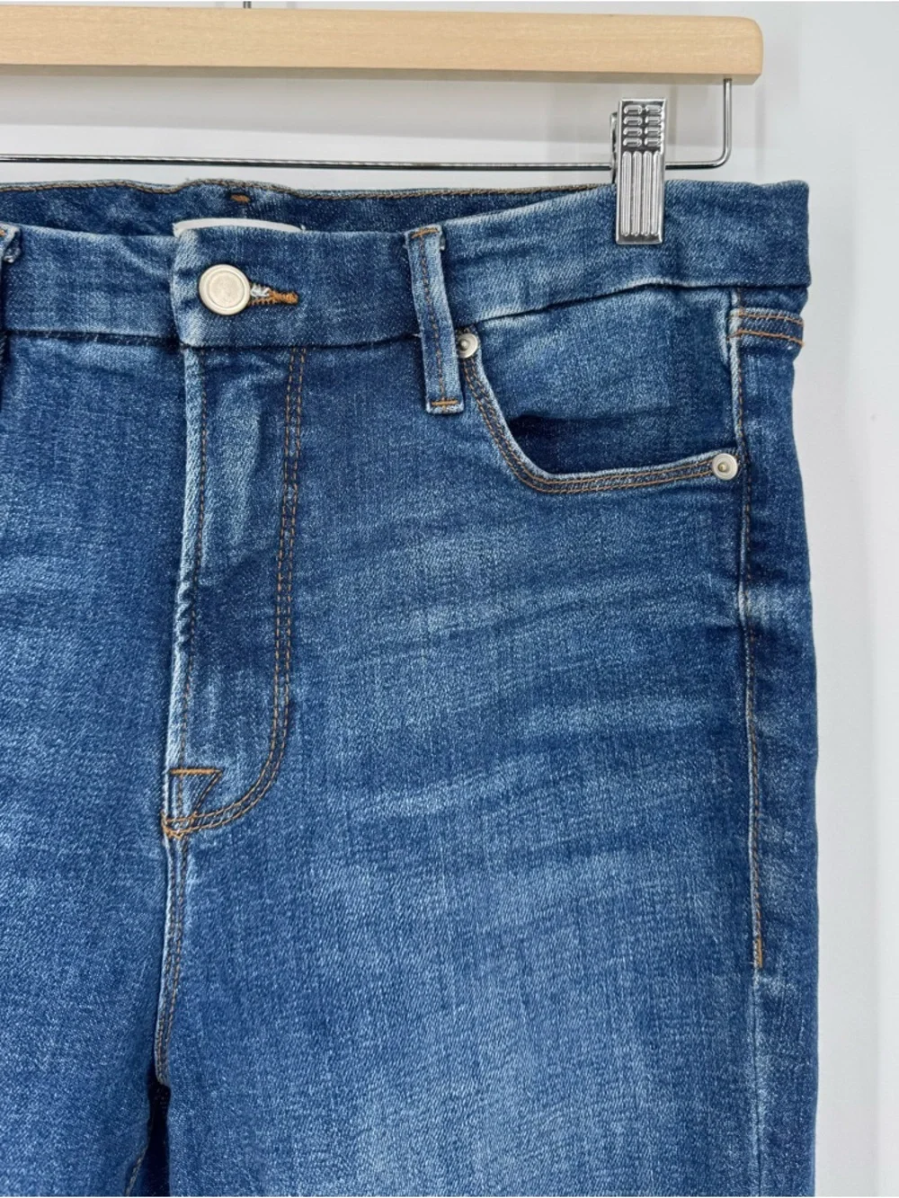 Good American Good Classic Skinny Jeans Distressed Indigo207 Size 14/32